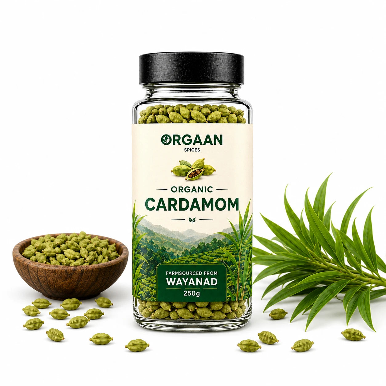 Organic Kerala Cardamom 250g Jar