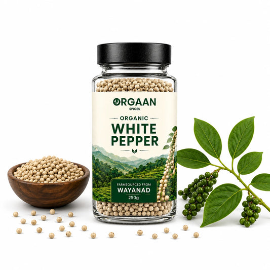 organic white pepper 250g jar